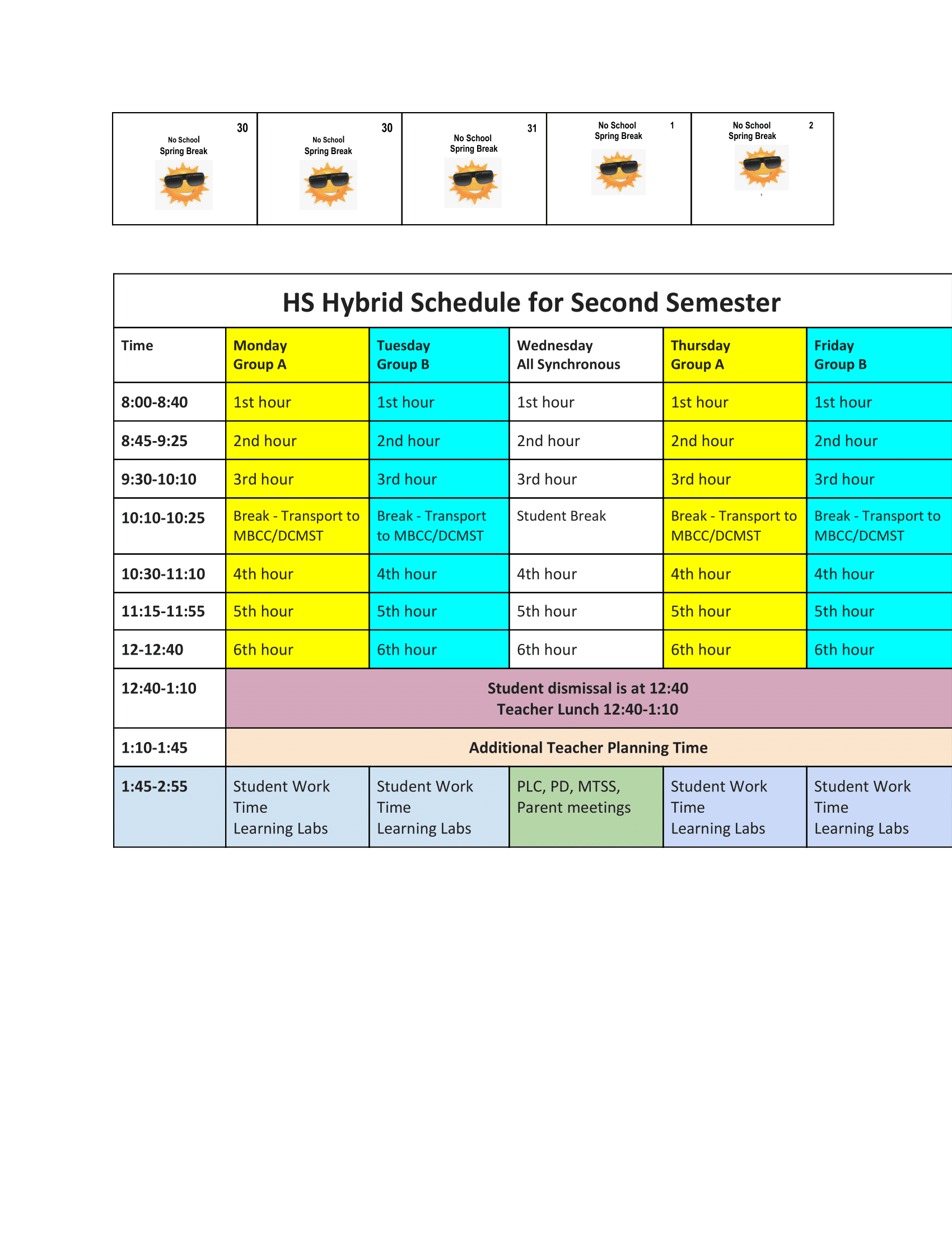 March Calendar Fordson High School