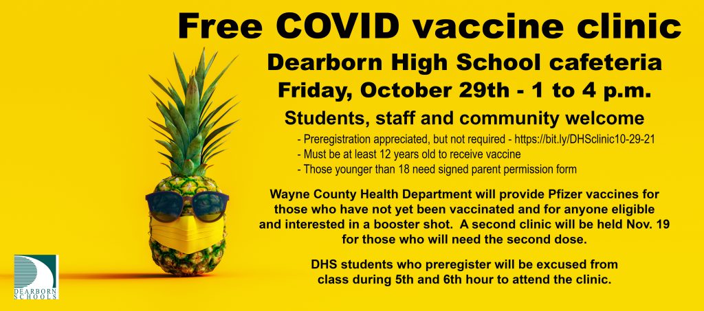 Free COVID vaccination clinic at DSH on Oct. 29, 2021