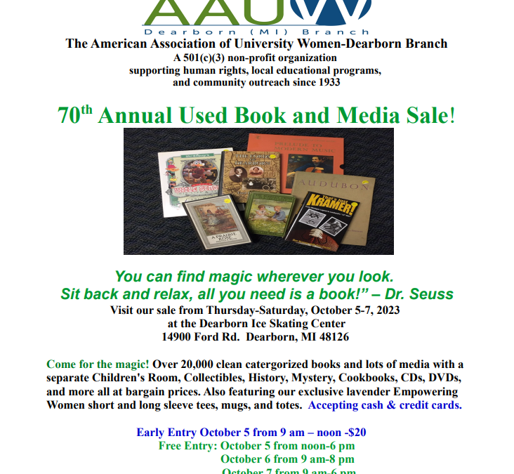 The American Association of University Women-Dearborn Branch 70th Used Book and Media Sale